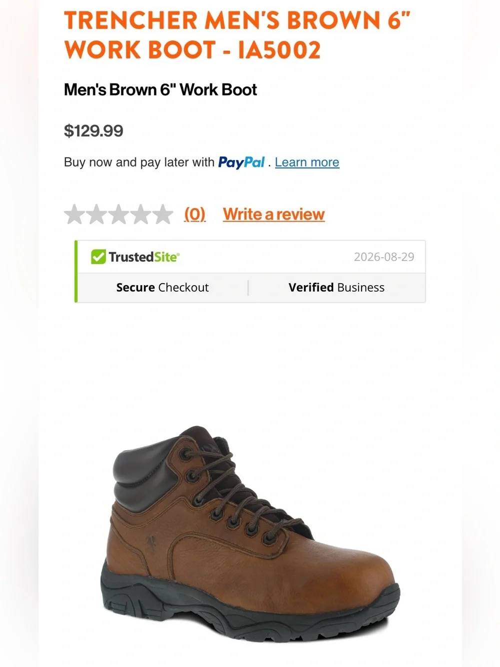Iron Age - Men’s Trencher 6” Work Boot | Brown & Black | Size 11 M [Brand New]